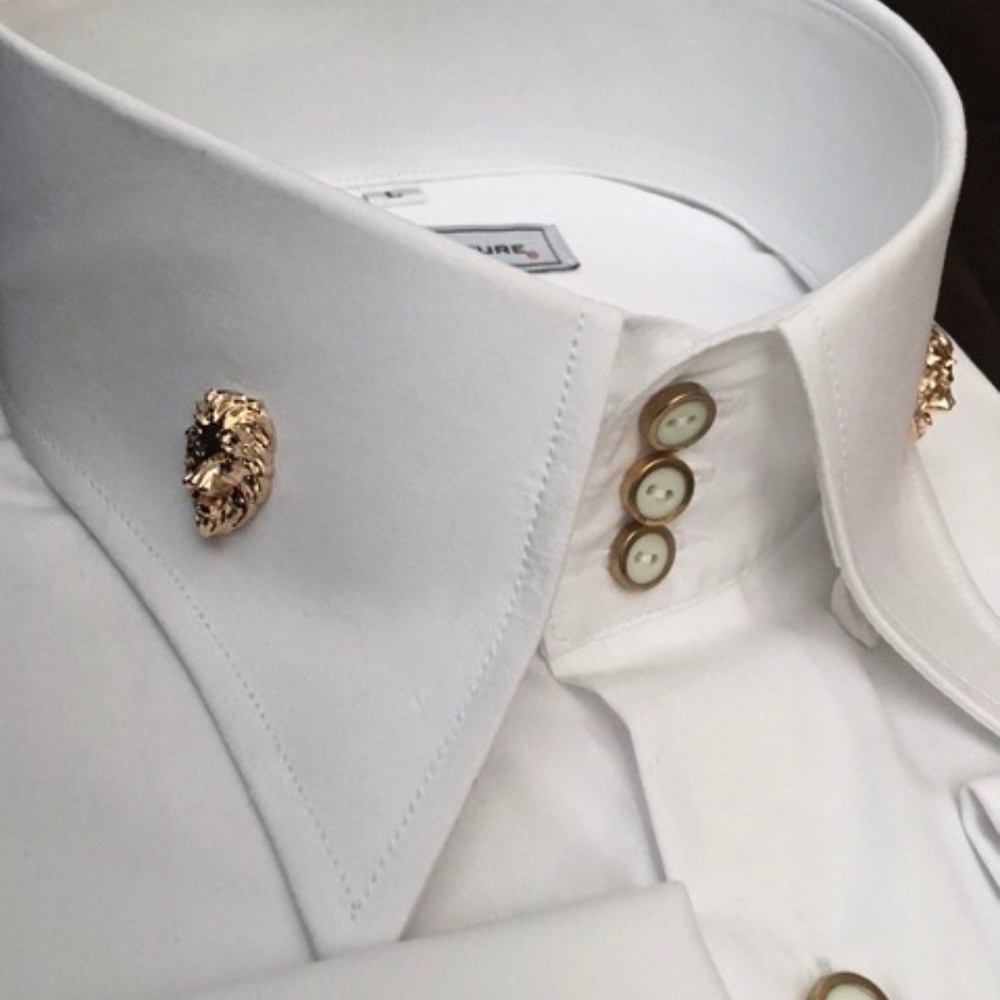 MorCouture White Lion High Collar Shirt